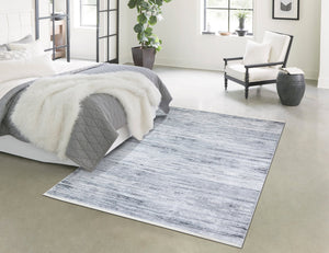 Soft Grey Blurred Lines - CozytoChic - Machine Washable Turkish Rugs - Cozy to Chic