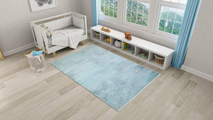 Teal Shades of Sky - CozytoChic - Machine Washable Turkish Rugs - Cozy to Chic