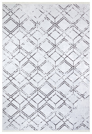 White Crisscross - CozytoChic - Machine Washable Turkish Rugs - Cozy to Chic